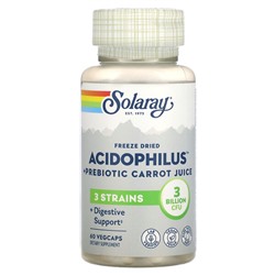 Solaray Лиофилизированный Ацидофилус + Пребиотический Морковный Сок, 3 миллиарда КОЕ, 60 растительных капсул - Solaray