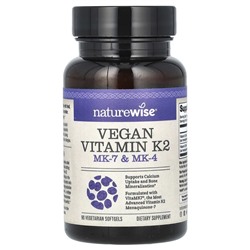 NatureWise Vegan Vitamin K2, MK-7 & MK-4, 90 Vegetarian Softgels