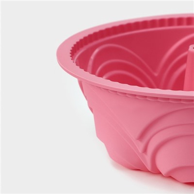 Форма силиконовая для выпечки Доляна «Немецкий кекс. Торжество», 22,5×8 см, цвет розовый