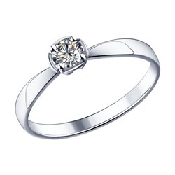 Помолвочное кольцо из серебра с фианитом, 89010015