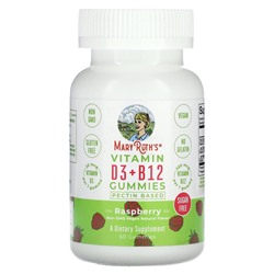MaryRuth Organics Жевательные конфеты с витамином D3 + B12, малина, 60 жевательных конфет