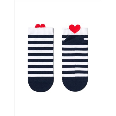 CONTE Короткие хлопковые носки с пикотом-«сердечком» в полоску