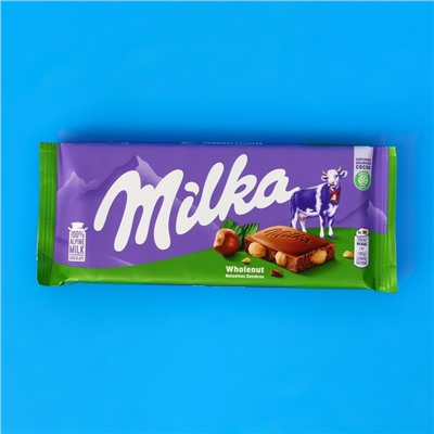 Шоколадная плитка Milka, с цельным фундуком, 100 г