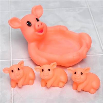 Набор игрушек для ванны «Мыльница: Свинка», 4 шт, с пищалкой, Крошка Я