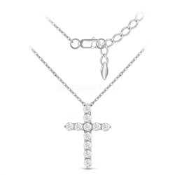 Колье крест из серебра с фианитами родированное 925 пробы кц-2023р200