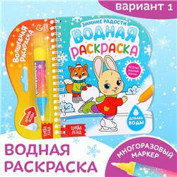 Водная раскраска «Зимние радости», 10 стр.