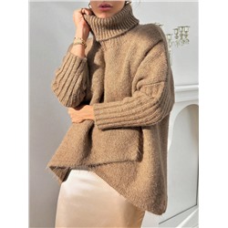 Eleganter Fledermausärmel Pullover mit asymmetrischem Schnitt und Wickelkragen