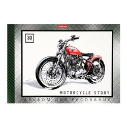 Альбом для рисования А4, 30 листов, блок 120 г/м², на клею, Erich Krause "Motorcycle Story", 100% белизна, твердая подложка
