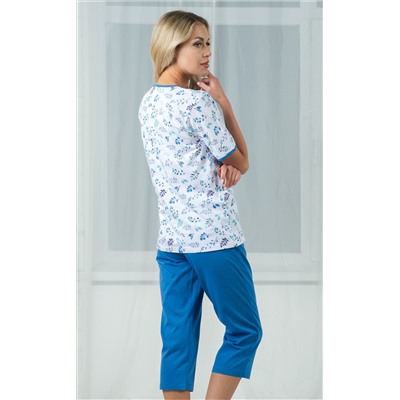 Комплект футболка с бриджами "Голубые веточки на белом"