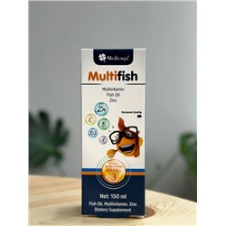 MULTIFISH Комплекс витаминов для детей 150 мл (Омега 3+ВитА+комплекс Б+ВитС+ВитД+Цинк) MEDICAGO