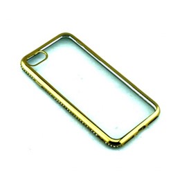 Накладка силиконовая со стразами золото для iPhone 7