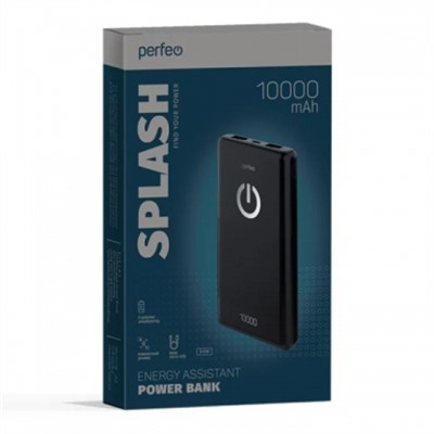 Зарядное устройство Perfeo Powerbank, 10000 мА/ч, 2.1A 2xUSB, черное (PF_B4296)