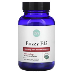 ORA Buzzy B12, Raspberry Rush, 1500 мкг, 30 жевательных таблеток