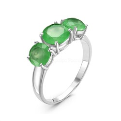 Кольцо из серебра с пл.кварцем цв.зеленый агат родированное 925 пробы К-3443рс109