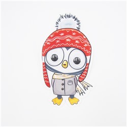 Нашивка Пингвиненок в красной шапке бегающие глазки 20*10см
