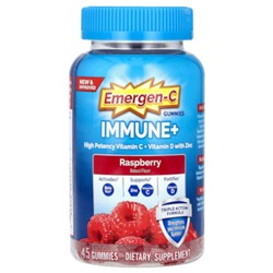 Emergen-C Immune+ Витамин C + Витамин D с цинковыми жевательными конфетами, малина, 45 жевательных конфет