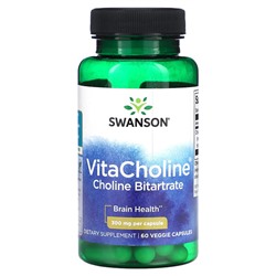 Swanson VitaCholine Холин Битартрат - 300 мг - 60 растительных капсул - Swanson
