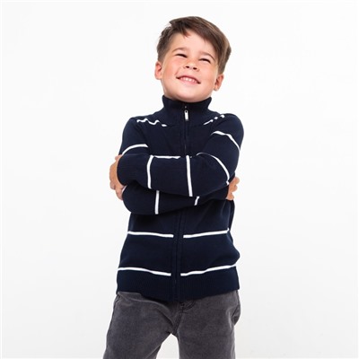 Джемпер для мальчика, цвет тёмно-синий/белый принт микс, рост 92 см (2 года)