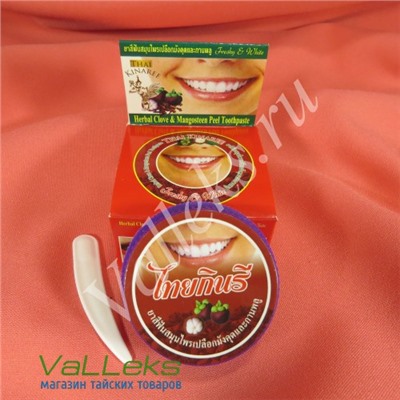 Твердая зубная паста мангостин с гвоздикой Thai Kinaree Mangosteen Peel & Clove Toothpaste, 25гр