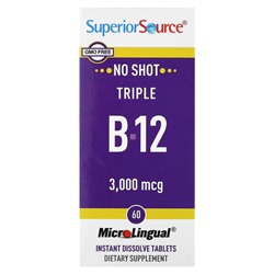 Superior Source Triple B-12, 3000 мкг, 60 мгновенно растворяющихся таблеток MicroLingual