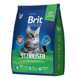 Сухой корм Brit Premium Cat Sterilized Chicken для стерилизованных кошек, курица, 2 кг