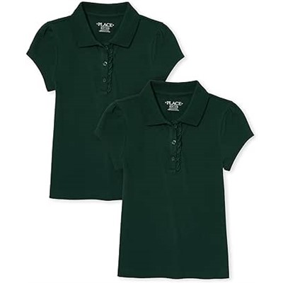 The Children's Place girls Short Sleeve Ruffle Pique Polo 2 pack