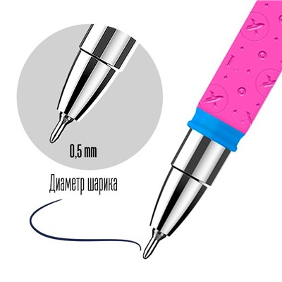 Ручка масляная синяя, 0,5 мм, игловидный наконечник, резиновый грип LOREX NEON Slim Soft Grip
