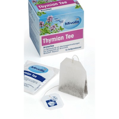 Mivolis Arznei-Tee, Thymian Tee Лечебный чай из тимьяна для лечения респираторных заболеваний с симптомами бронхита, (12пакетиков x 1,4 гр), 16,8 гр