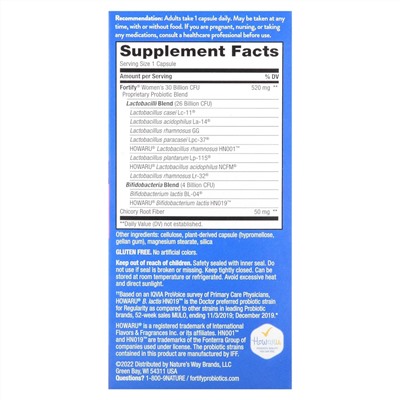 Nature's Way Пробиотики для женщин + Пребиотики, Ежедневный уход, 30 миллиардов, 30 капсул с замедленным высвобождением - Nature's Way