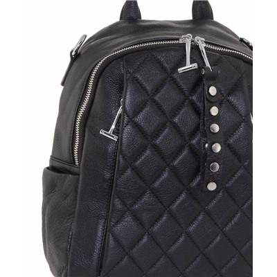 Рюкзак кожаный стеганный черный Polina & Eiterou W 18037-1j