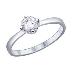 Помолвочное кольцо из серебра с фианитом, 94011811
