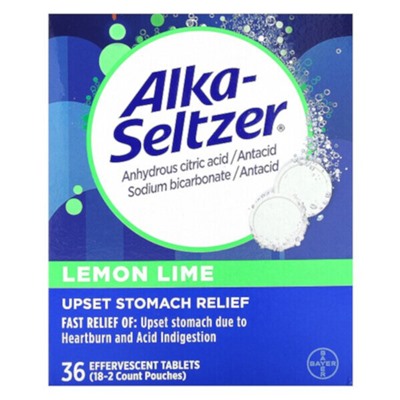 Alka-Seltzer Средство от расстройства желудка, лимон-лайм, 36 шипучих таблеток