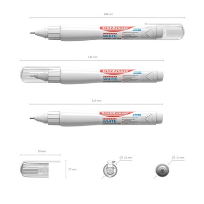 Ручка-корректор ErichKrause Techno White, 6 мл, с металлическим наконечником