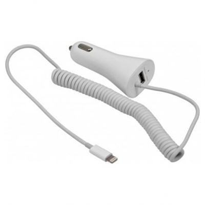 Зарядное автомобильное устройство Defender ACA-01 5В 1А USB со встр. кабелем Lightning (83517)