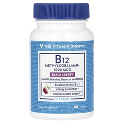 The Vitamin Shoppe B12, Черная Вишня, 1000 мкг, 60 леденцов - The Vitamin Shoppe