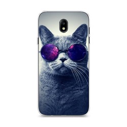 Силиконовый чехол Космический кот на Samsung Galaxy J7 2017