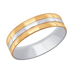 Обручальное кольцо из комбинированного золота, 110204