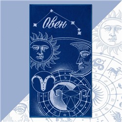 Полотенце махровое Этель "Знаки зодиака: Овен" синий, 67х130 см, 100% хлопок, 420гр/м2