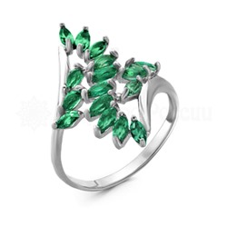 Кольцо из серебра с зелёным кварцем родированное 925 пробы к0494р132
