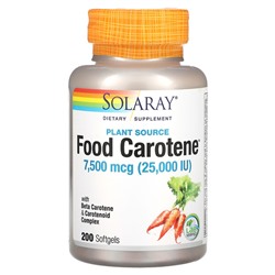Solaray Пищевой каротин, 7500 мкг (25 000 МЕ), 200 мягких таблеток