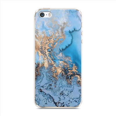 Силиконовый чехол Морозная лавина синяя на iPhone 5/5S/SE