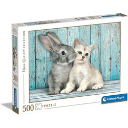 Clementoni. Пазл 500 арт.35004 "Котенок и кролик"