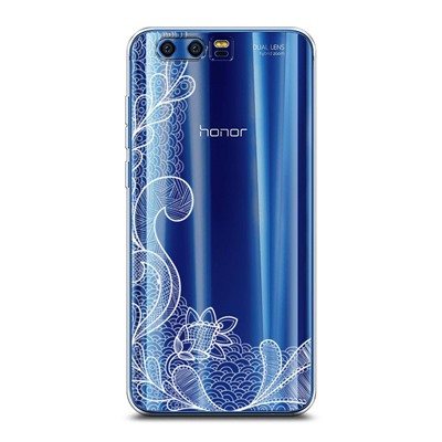 Силиконовый чехол Белый волновой узор на Honor 9