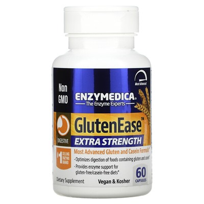 Enzymedica GlutenEase, Extra Strength, 60 капсул
