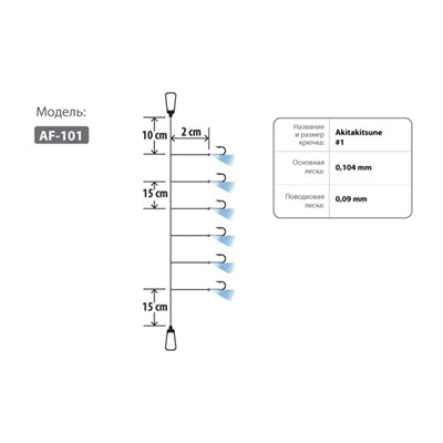 Оснастка HIGASHI AF-101, № крючка 1, 1 м, 05158