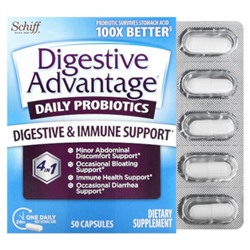 Schiff Digestive Advantage, Ежедневные пробиотики, 50 капсул