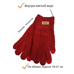 Перчатки женские, тёплые, сенсорные, цвет бордово-красный, арт.56.0184