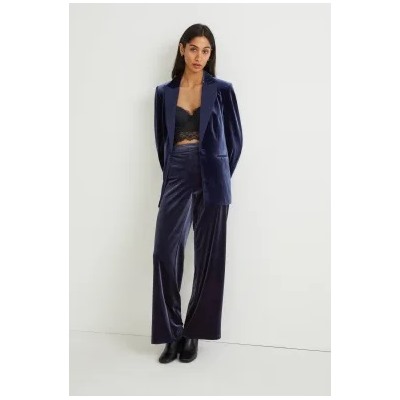 Velvet trousers - high-rise waist - wide leg - recycled