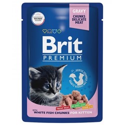 Влажный корм Brit Premium для котят, белая рыба в соусе, пауч, 85 г