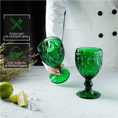 Набор бокалов стеклянных 2 шт "Варьете" 320 мл, 8,5х16 см, цвет зеленый